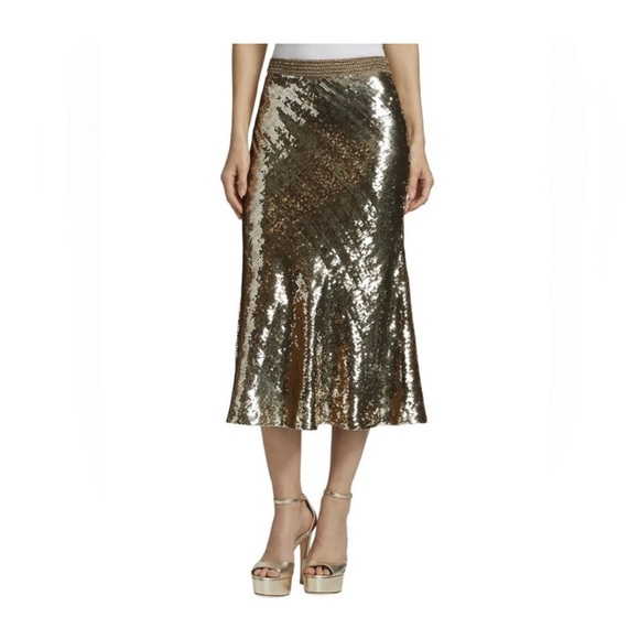 Veronica Beard Lavie Gold Sequin Embellished Midi Skirt (Size 0) NWT Retail$698 - Picture 2 of 10